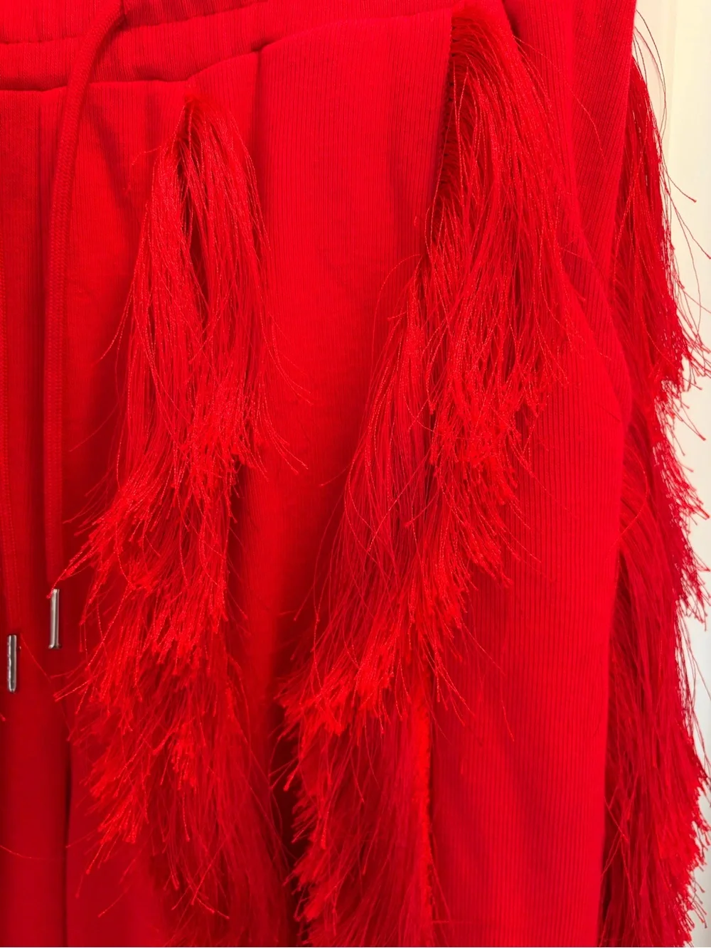Minaa Monroe Over the Too Red Fringe Pants Size Small